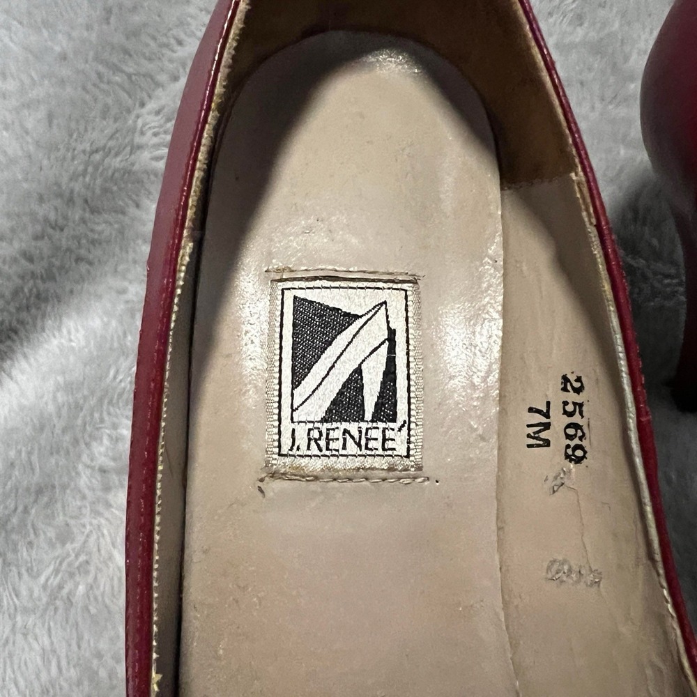 J Renee Luxe Red Genuine Snakeskin Peep Toe Heel Pump Women's 7M Vintage EUC - Picture 8 of 8